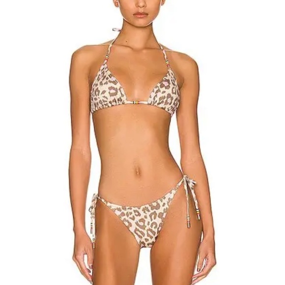 zimmermann jude mini triangle bikini in leopard print (not padded) - Picture 5 of 13